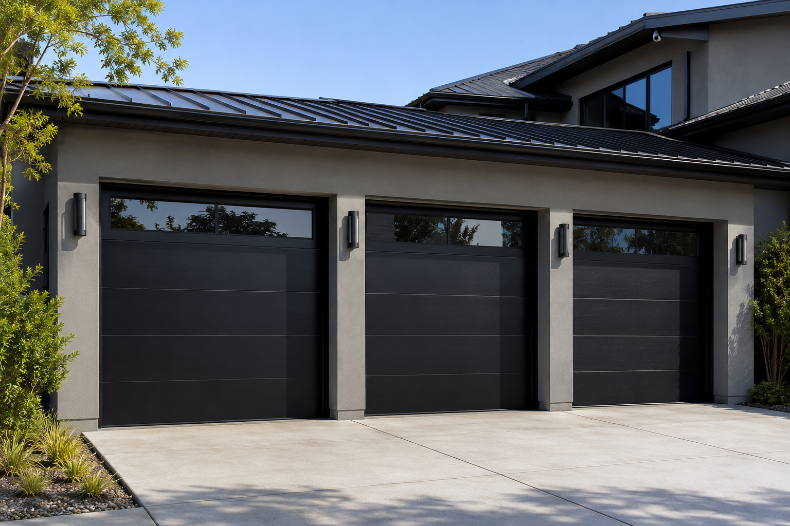 Modern garage door on a Napa home in a Napa County neighborhood